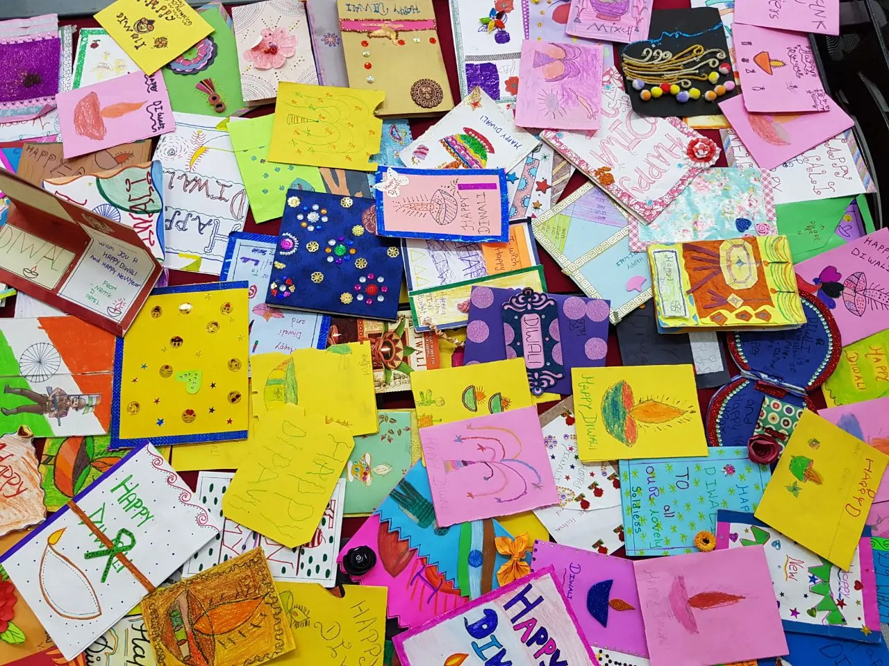 Handmade Diwali cards for soldiers