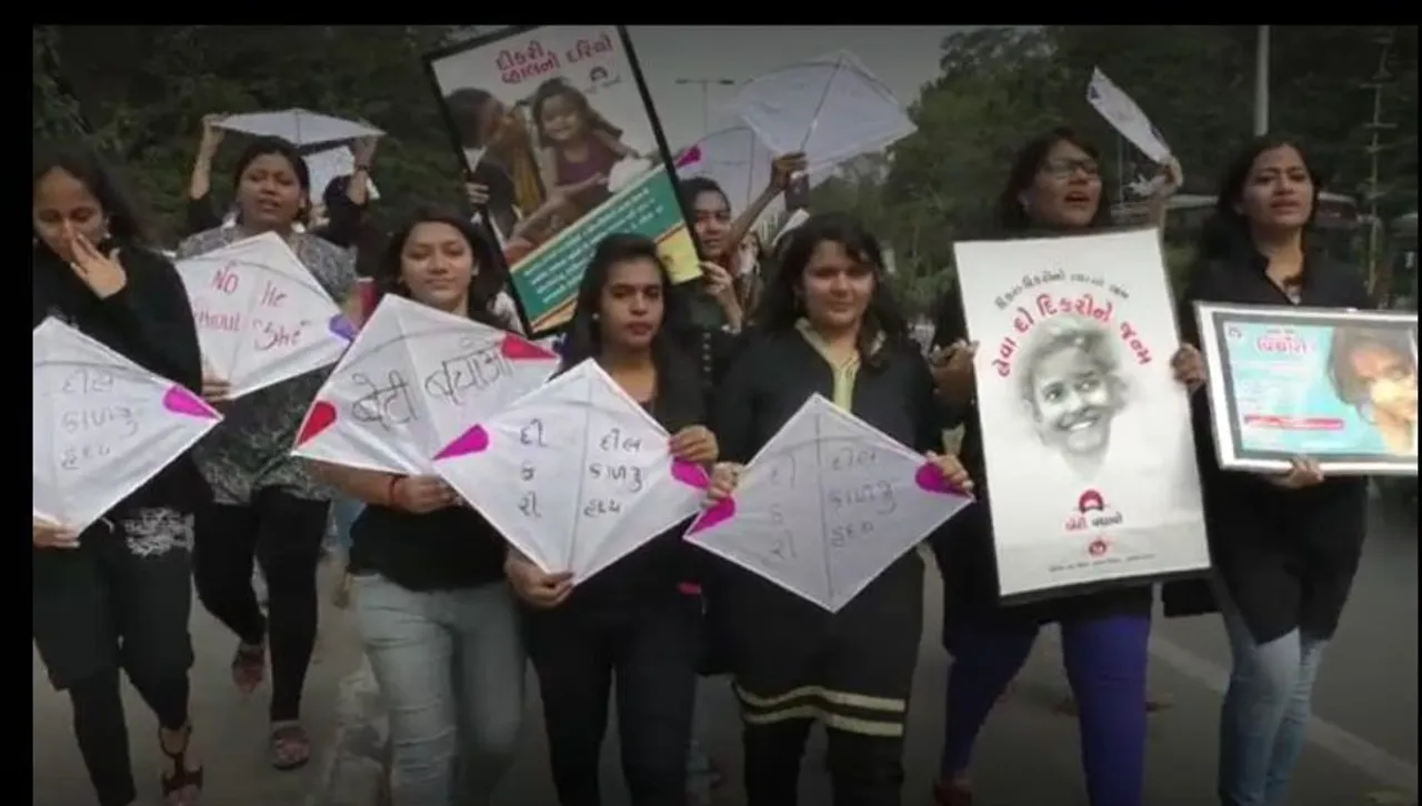 MSU students spread the message of Save Girls this Uttarayan