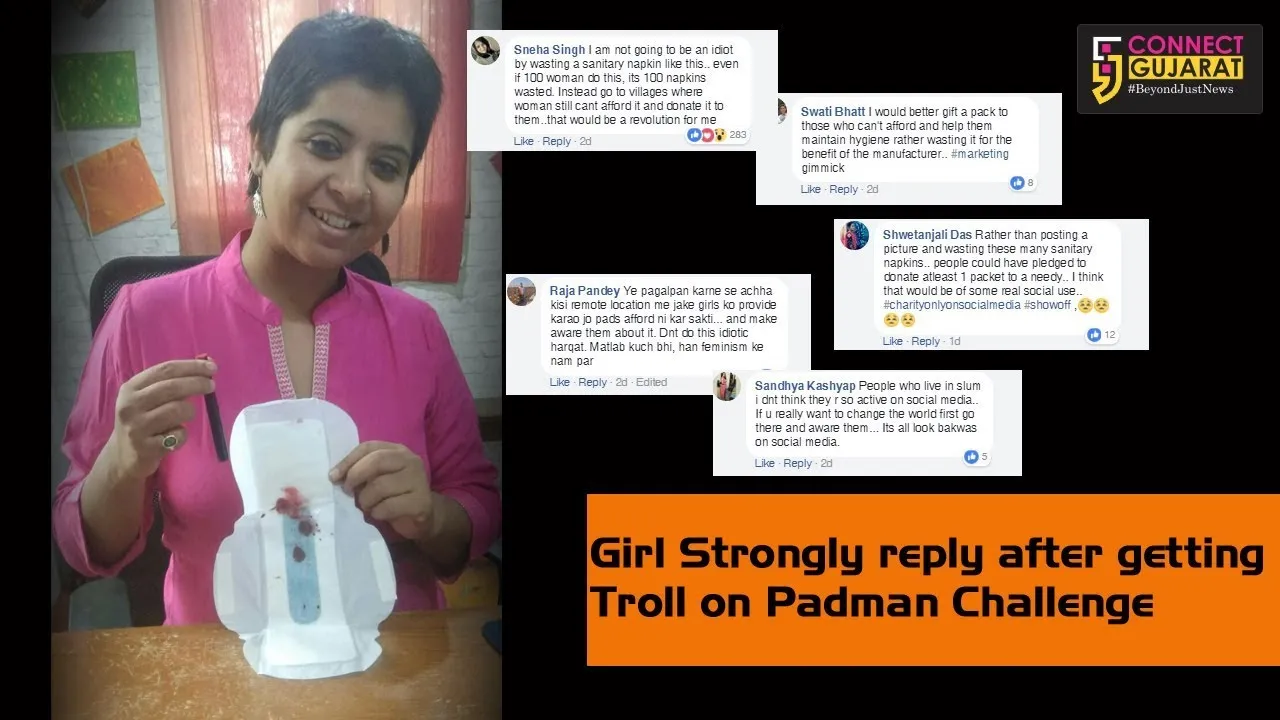 Vadodara girl picture of red ink on Sanitary pad storms social media