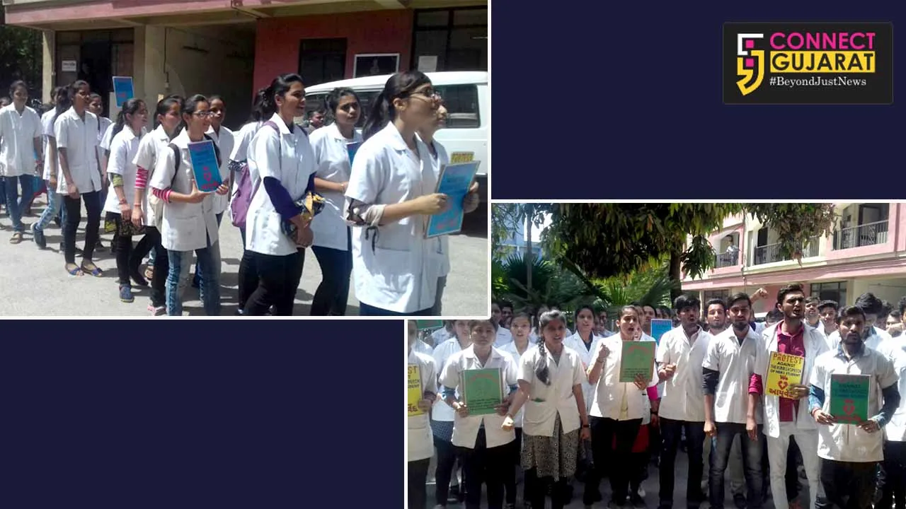 Ayurvedic College students rally against the comments given by medical student of Surat