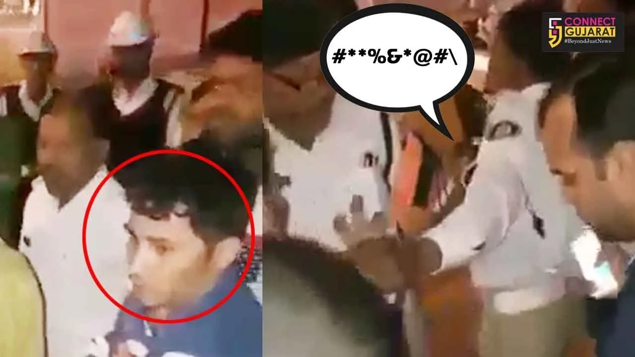 Viral video of fight between car driver and traffic police in Vadodara