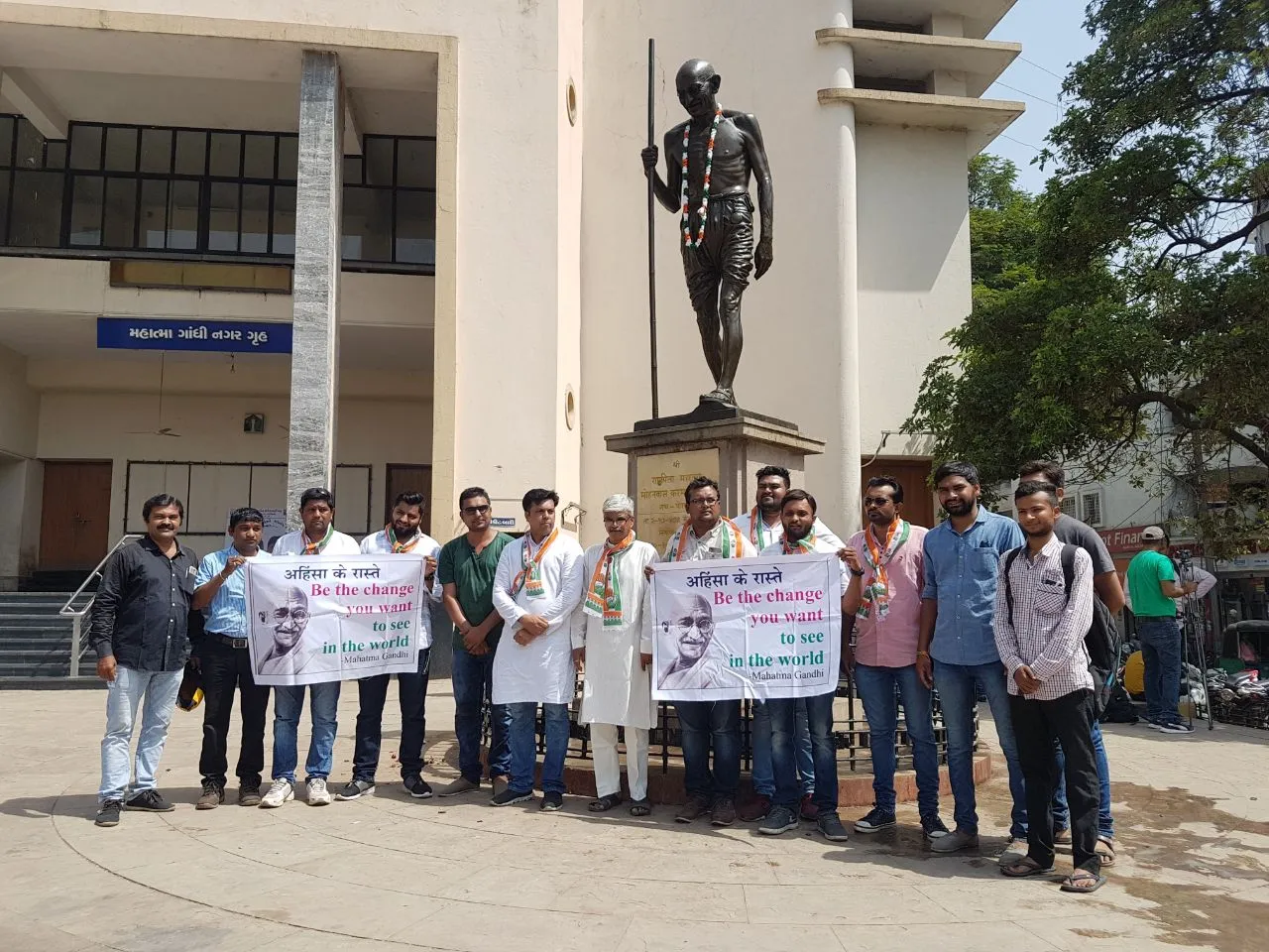 Congress purify the Mahatma statue