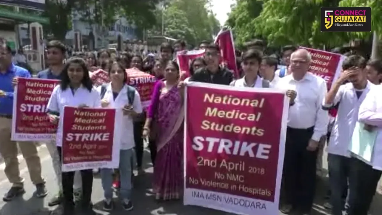 Doctors in Vadodara took out rally in protest against NMC Bill