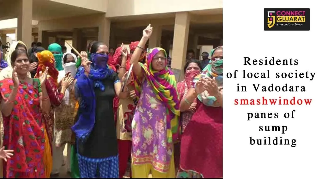 Residents of local society in Vadodara smash window panes of sump building
