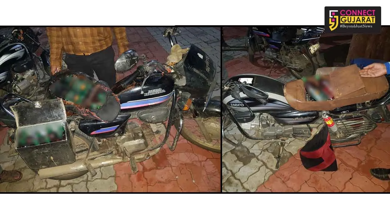 Vadodara crime branch arrested one with liquor and there motorcycles