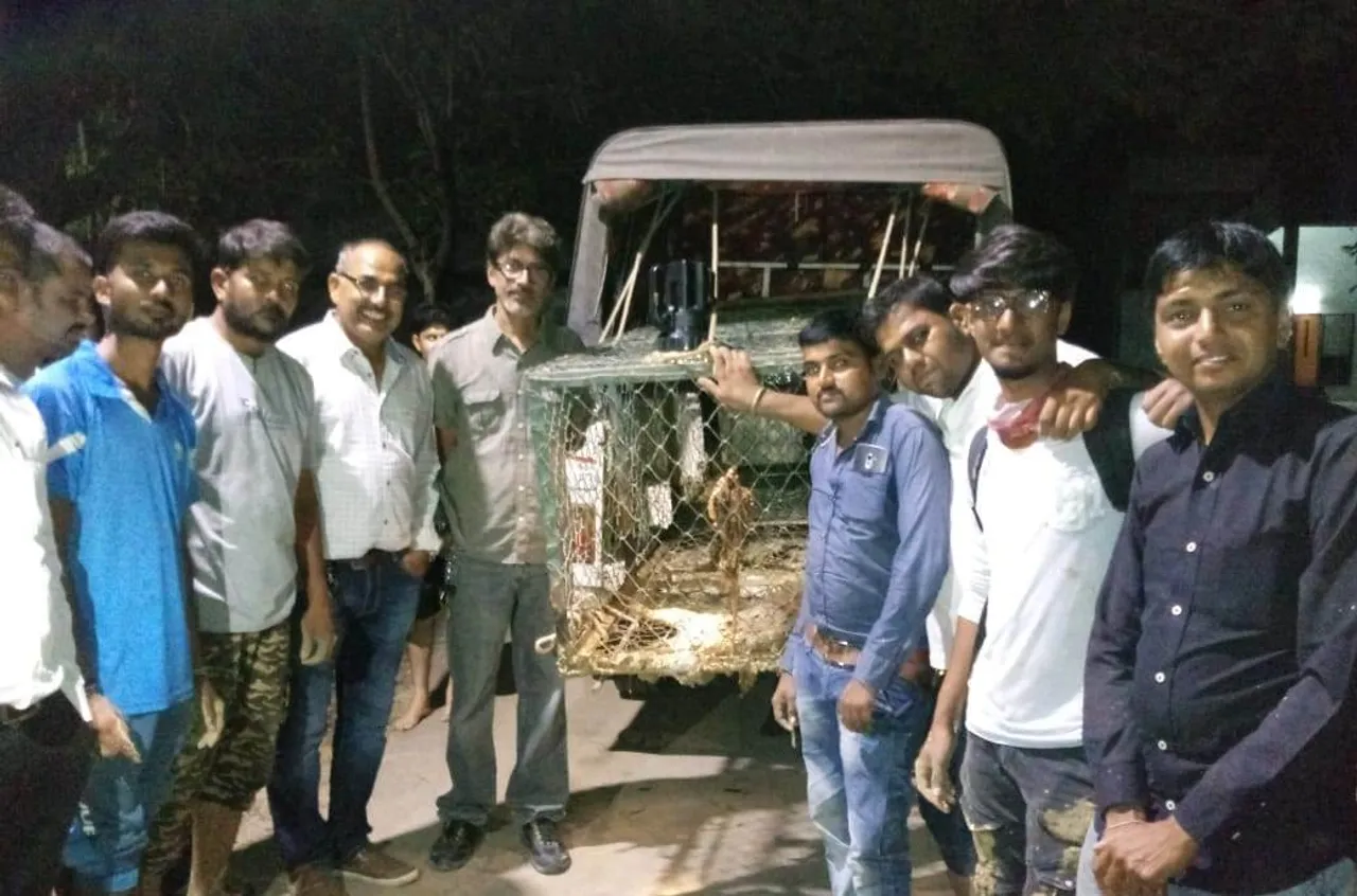GSPCA and forest department caught 3.5 foot crocodile from Laxmi studio