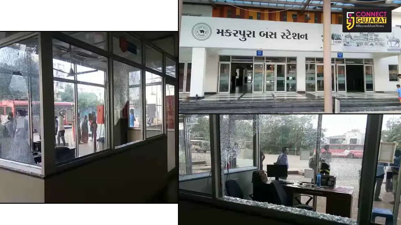 Crowd vandalise items inside Makarpura ST depot in Vadodara after accident