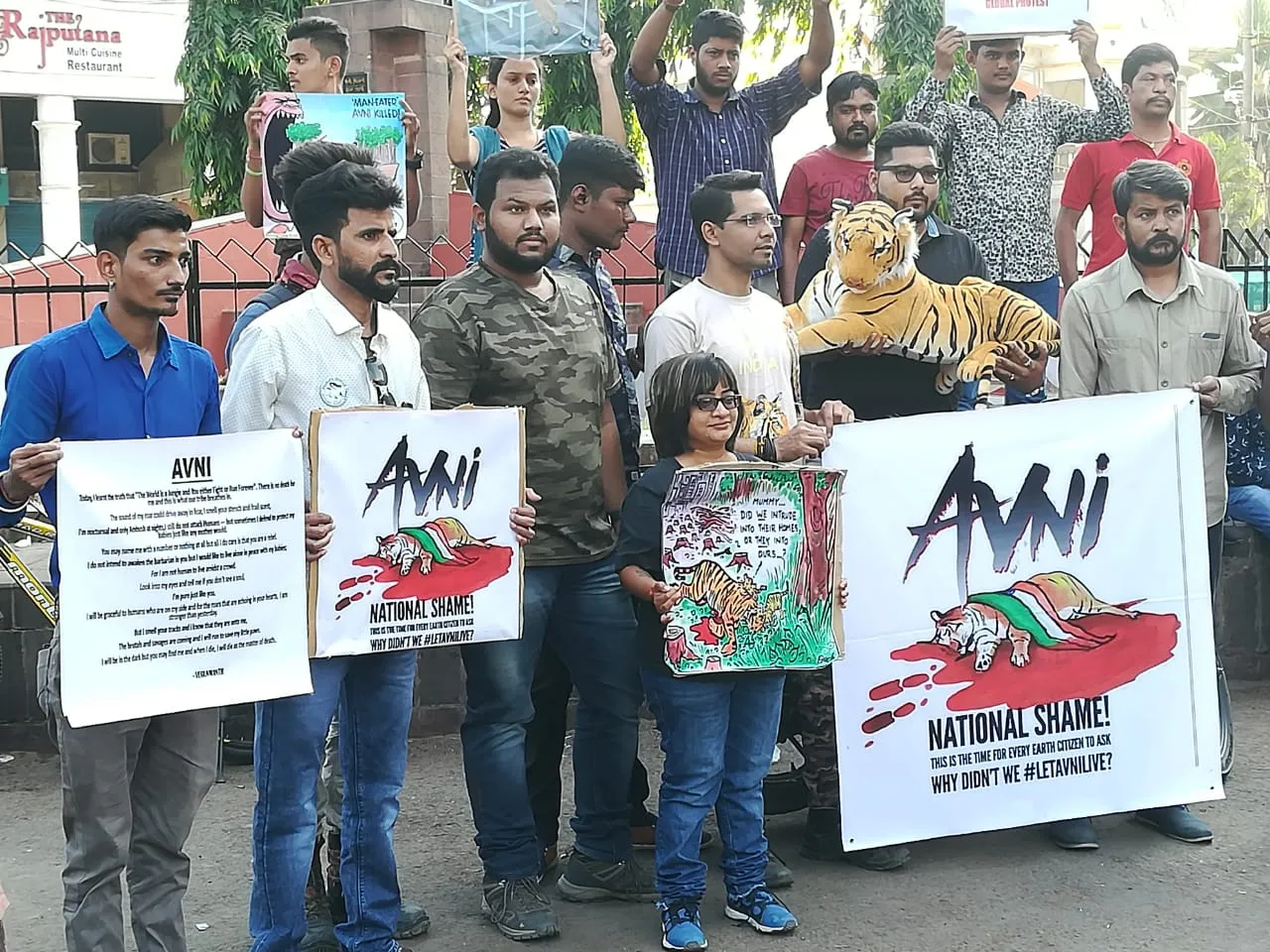 Animal lovers from Vadodara protest against the killing of tigress Avni in Maharashtra