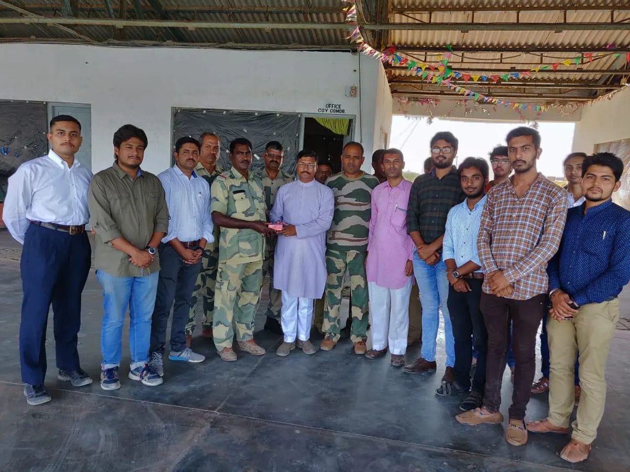 Students of Vadodara celebrate diwali with soldiers at Jakhau Sea port