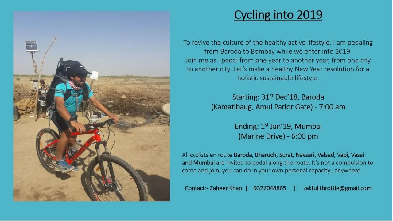 Baroda youth pedalling from city to Mumbai spreading the message of healthy living