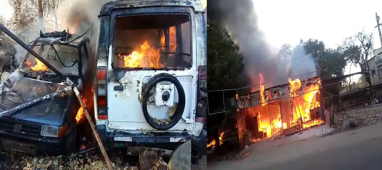 Fire inside Alang house in Vadodara