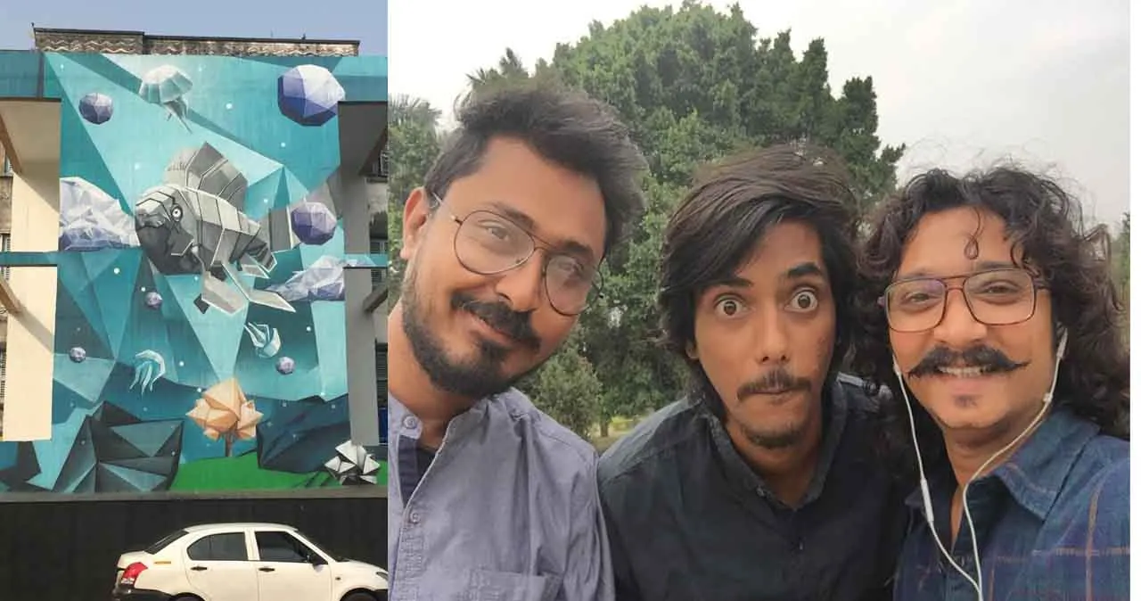 Three MSU Pass outs design the walls of Phool Bagan Metro