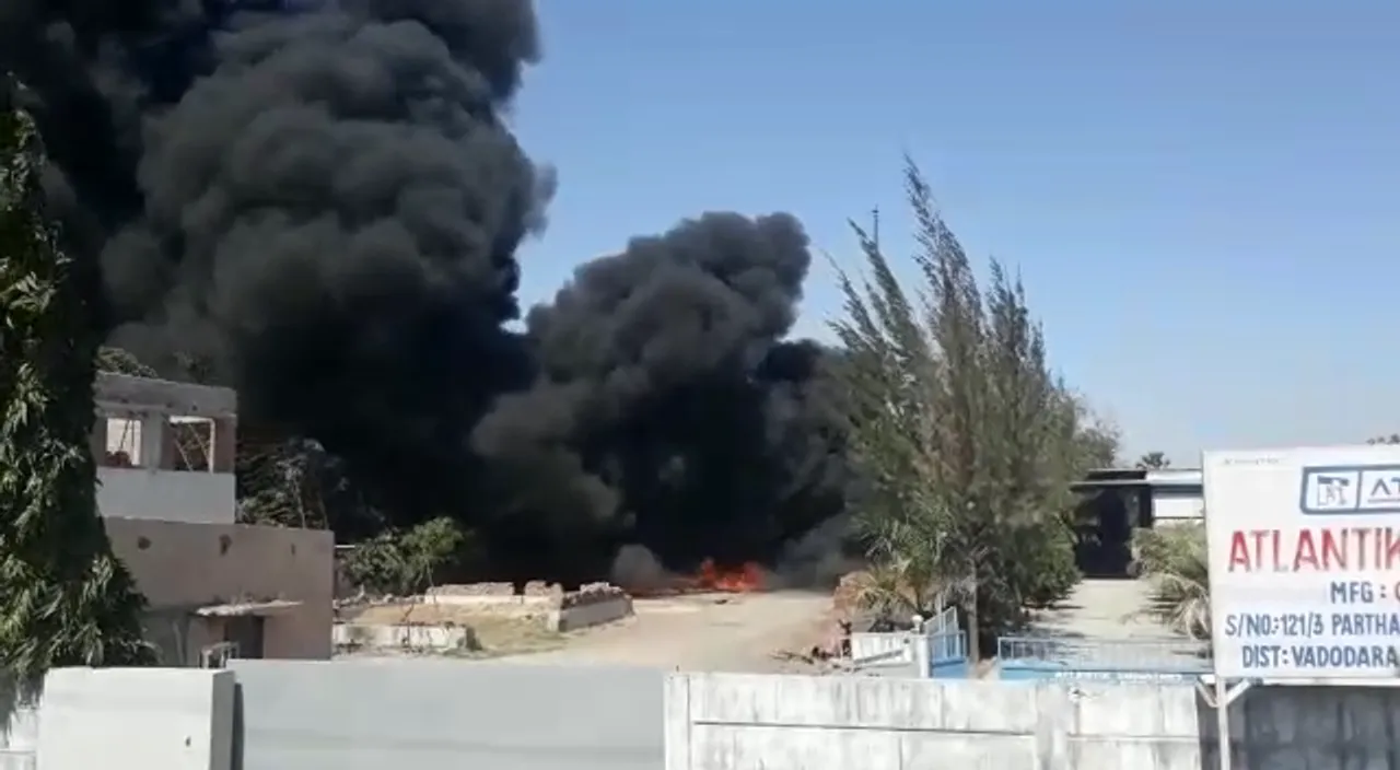 Fire inside petroleum production company in Savli