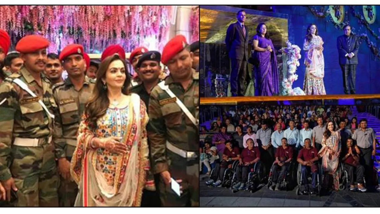 Nita and Mukesh Ambani celebrate their son’s wedding with the protectors of the nation
