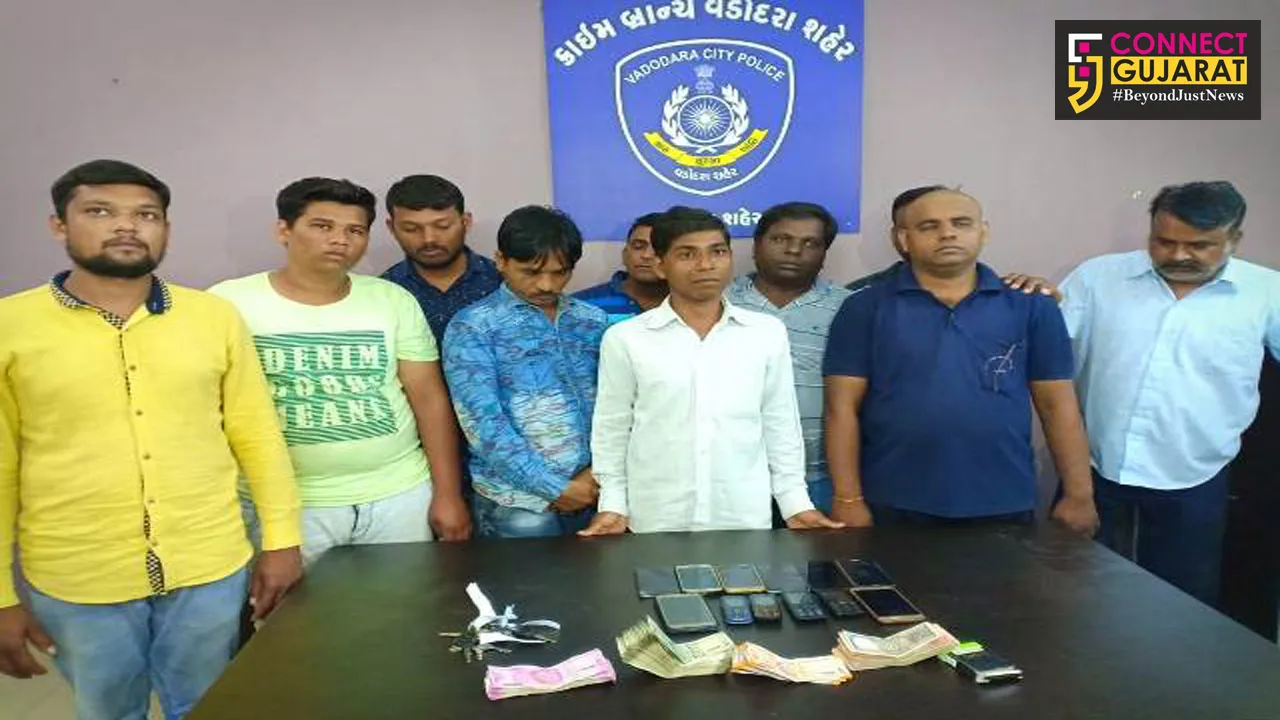 Vadodara crime branch arrested 10 gamblers playing cards inside SBI General Insurance office at OP road