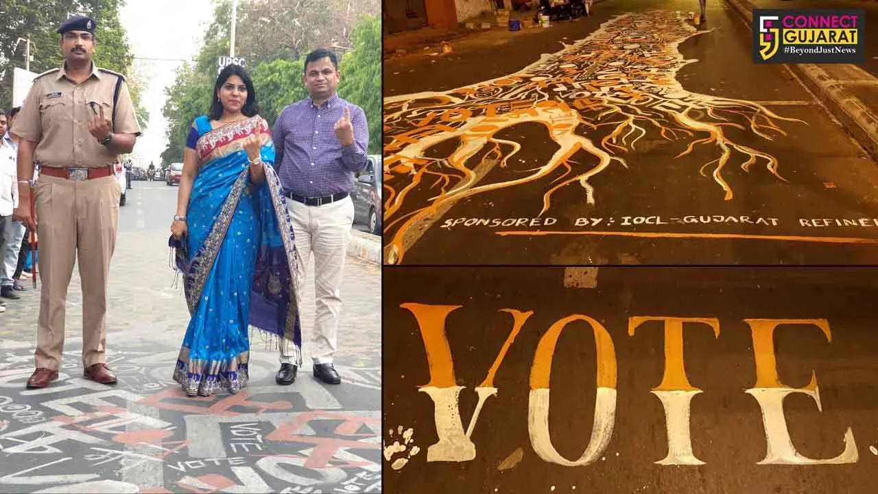 3D painting titled Kalpvrux spreading the voting awareness in Vadodara