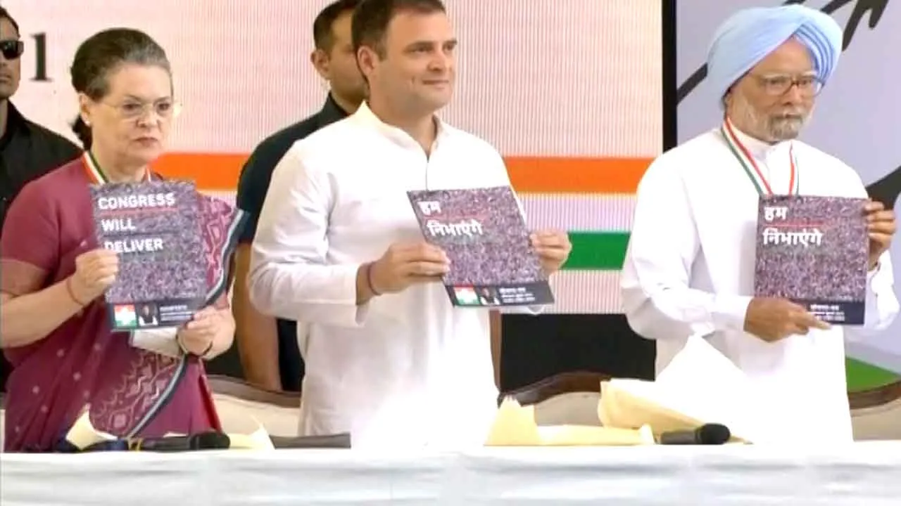 Congress released  manifesto for Lok Sabha polls