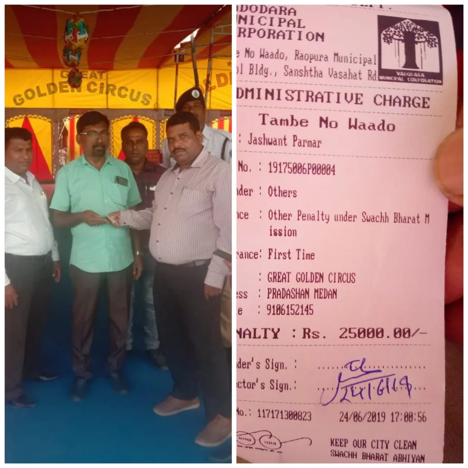 25000 penalty to The Great Golden circus for sticking posters at public place