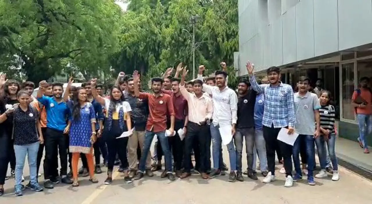 MSU students association protest against university decision for not giving admission to students getting below 50 %