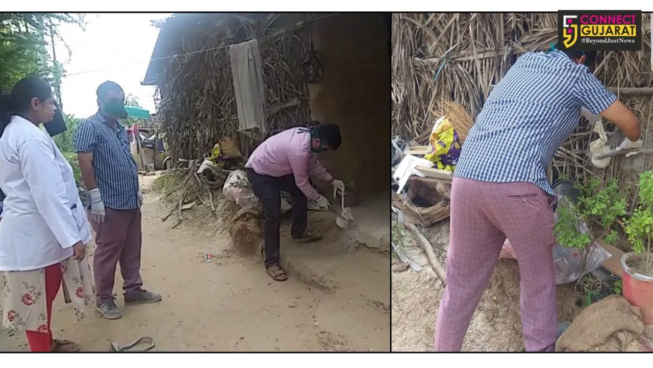 Vadodara district health department dusting around 50 houses at Bhayli after the girl death