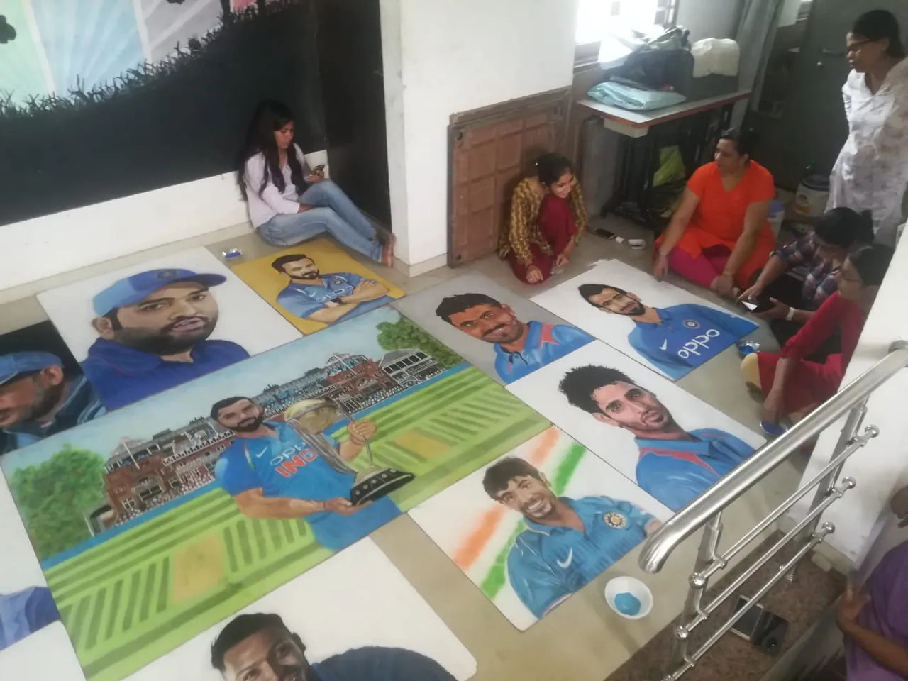 Sahaj Rangoli group in Vadodara wish the Indian team through their art