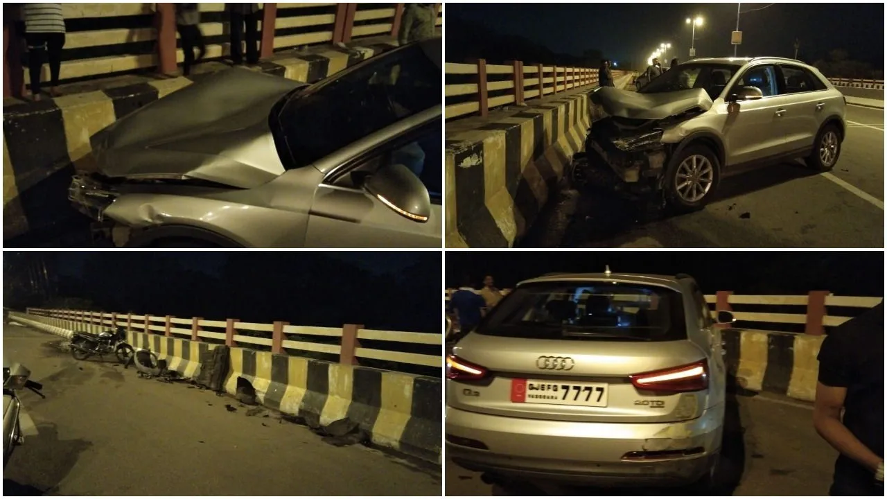 Speeding Audi dashed into road divider in Vadodara