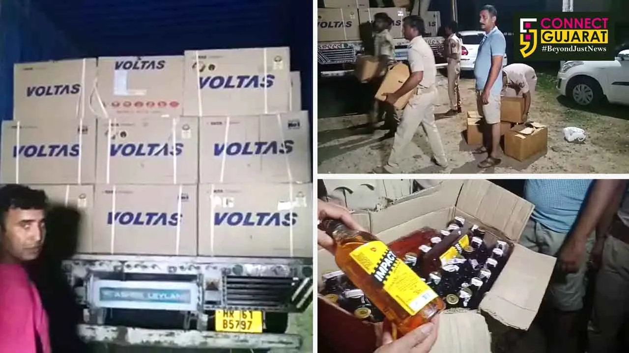 Vadodara rural LCB caught IMFL hidden inside container carrying AC units