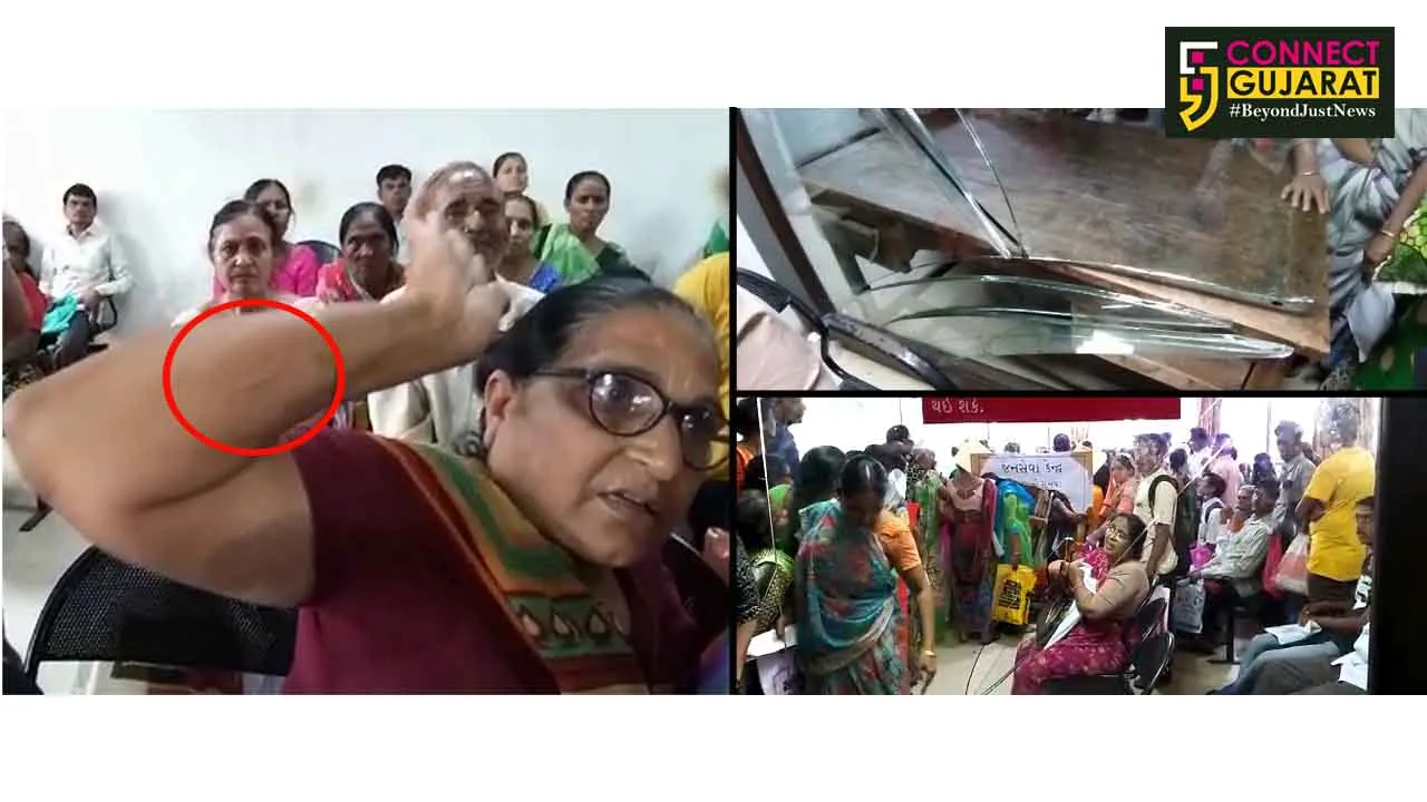 People aggressively protest and damaged property at Vadodara Jan Seva Kendra
