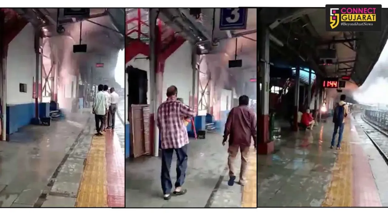 Electric control panel caught fire at Vadodara railway station
