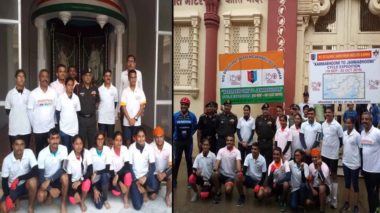 Karmbhoomi to Janmbhoomi NCC cycle expedition culminates at Porbandar