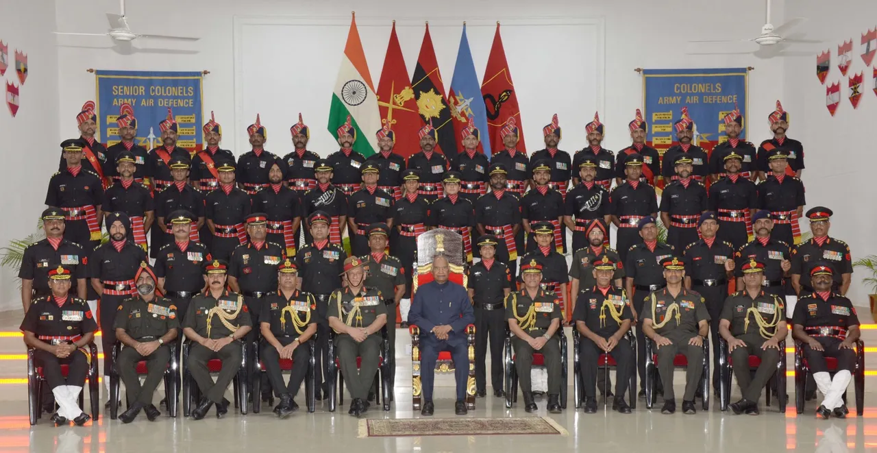 President awards President's Colours to Corps of Army Air Defence