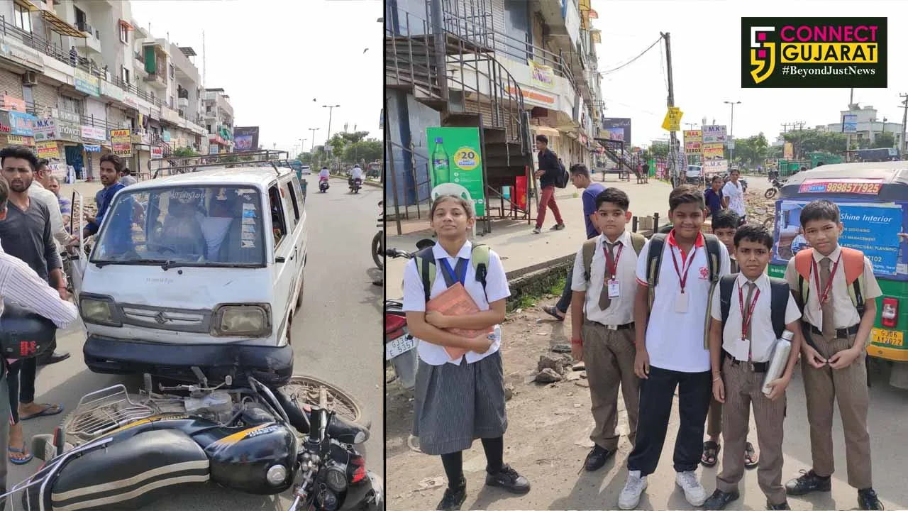 School van met with accident in Vadodara
