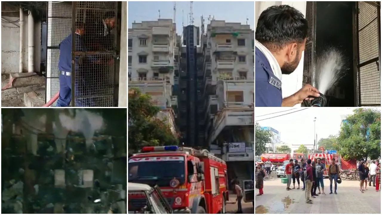 Residents of Manki complex in Vadodara rushed outside after fire reported in electric meters