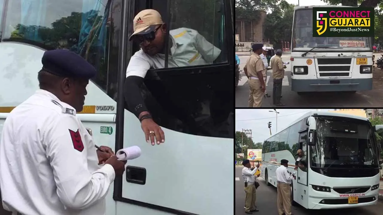 Vadodara traffic police fined ST drivers for violation