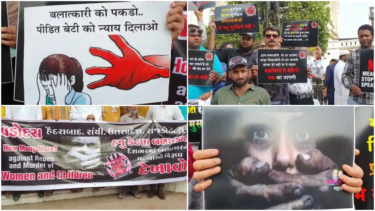 Vadodara people took out silent rally to protest against rising crime cases against girls