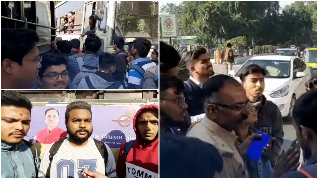 Students aggressively protest for not getting regular buses