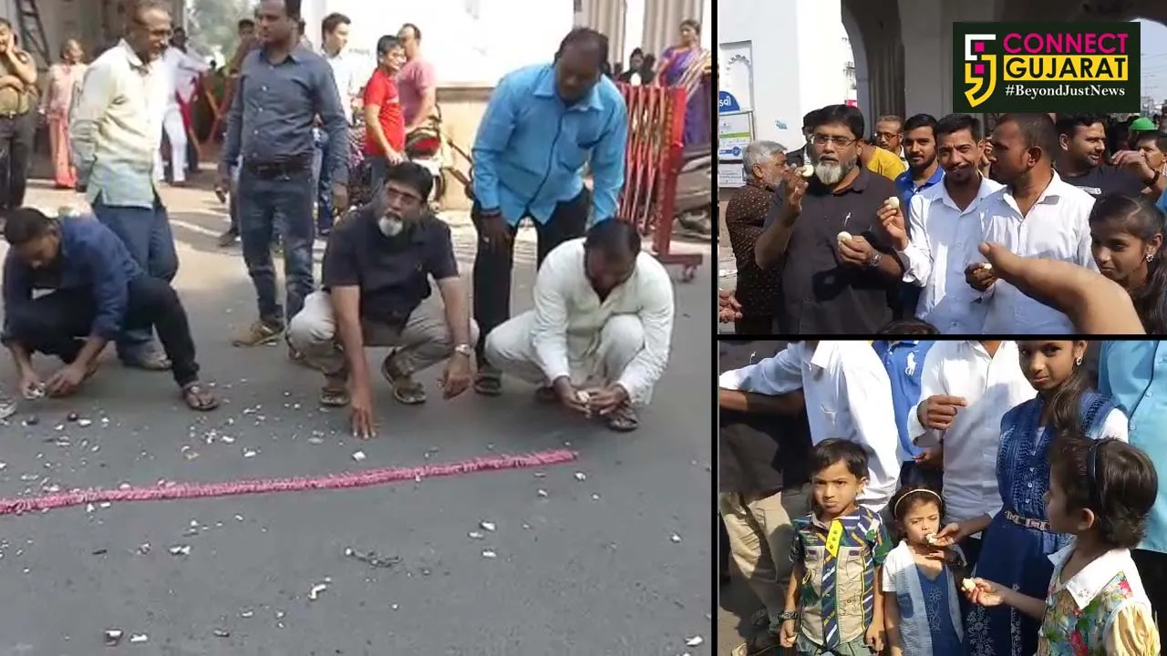 Merchant and shopkeepers in Mandvi area of Vadodara celebrates