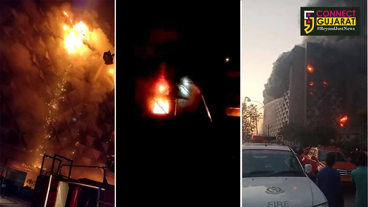 Massive fire breaks out in Surat’s Raghuvir textile market, 40 fire tenders at the spot