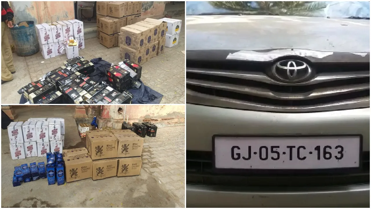 Vadodara district LCB caught IMFL worth around 11 lakhs from near Karjan toll plaza