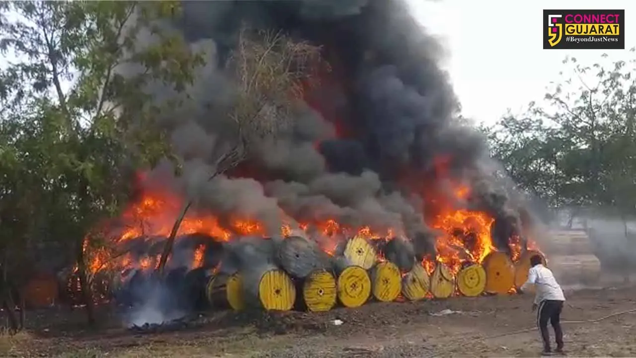 Major fire was reported from old railway godown in Dabhoi
