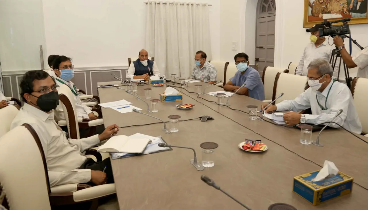 Minister of Defence Rajnath Singh reviews contribution of DPSUs and OFB to mitigate COVID-19 and their operational plans post lock-down