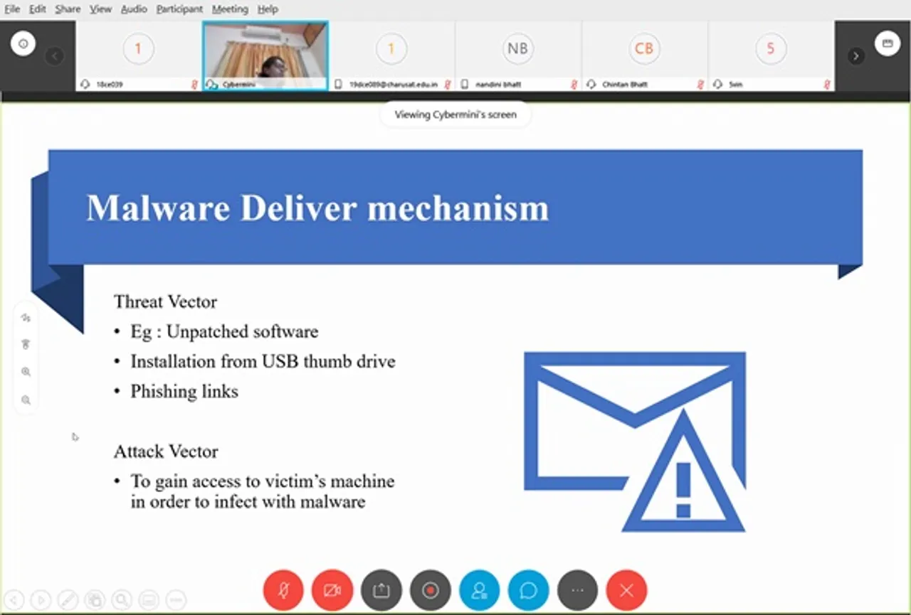 Online Webinar on cyber security at Charusat