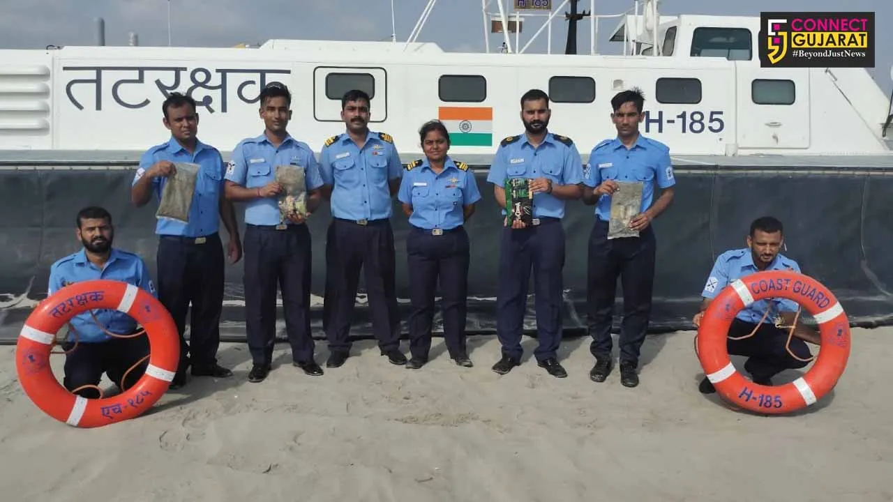 Indian Coast Guard hovercraft found four Charas packets near Jakhau in Gujarat