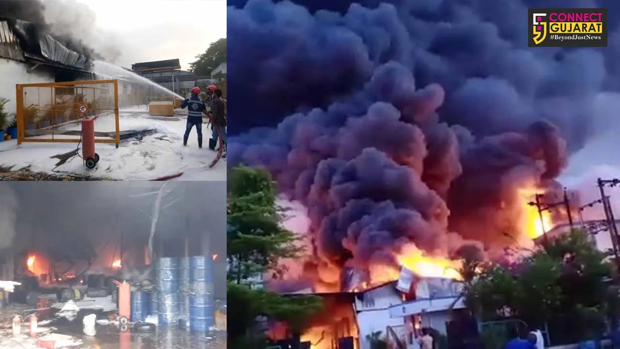 Massive fire reported company situated inside Waghodia GIDC