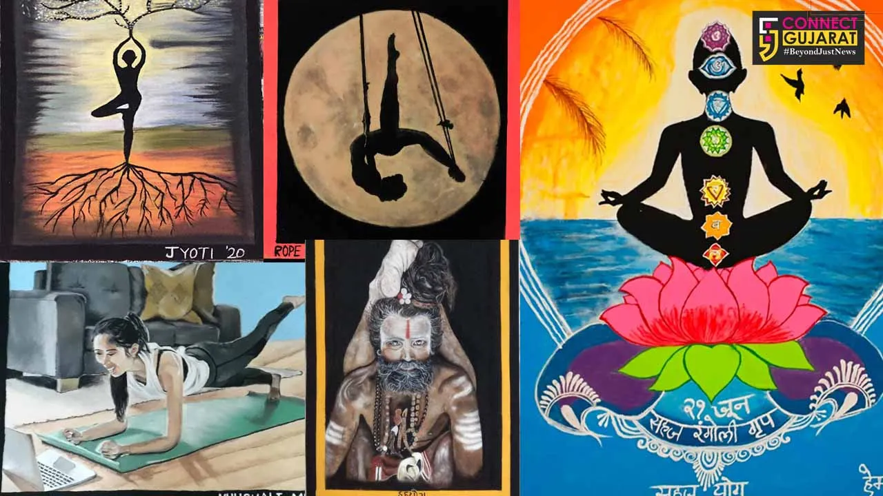 Vadodara Sahaj Rangoli group organize online rangoli exhibition on World Yoga Day