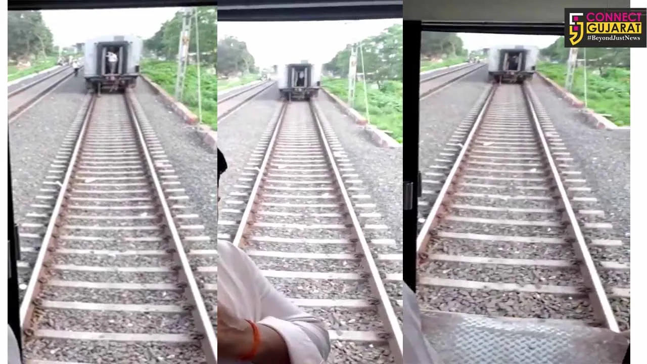 Karnavati express coaches separated in running position near Vadodara