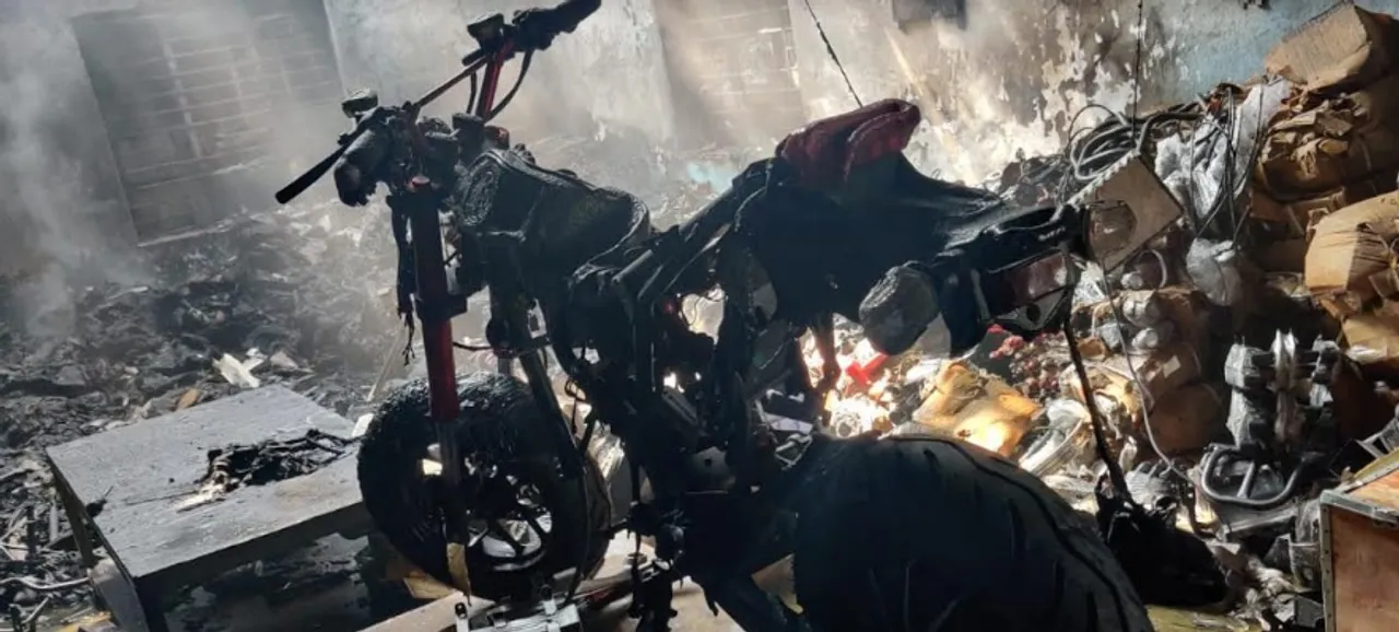 E bikes gutted in fire inside electronic bike manufacturing company in Vadodara