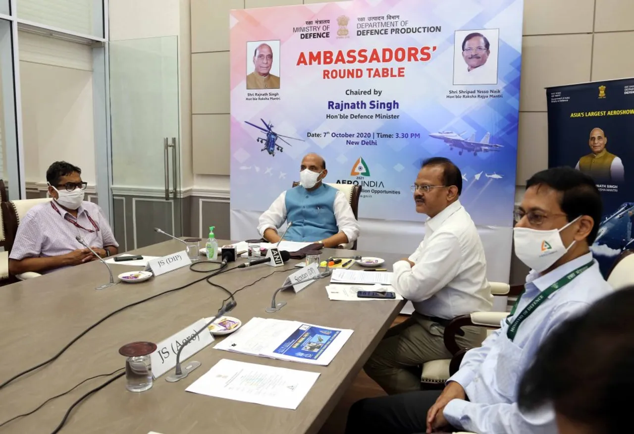 Minister of Defence of India Rajnath Singh chairs Ambassadors Round-table Virtual Conference on Aero India 2021