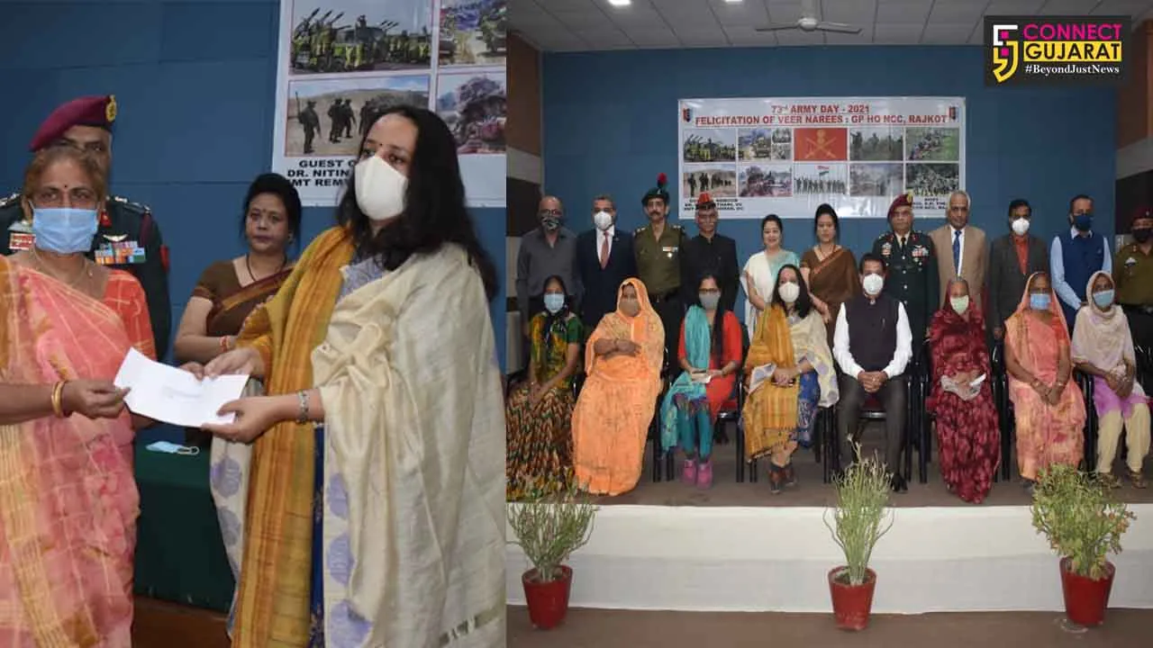 Rajkot group NCC felicitates veer naris on Army day