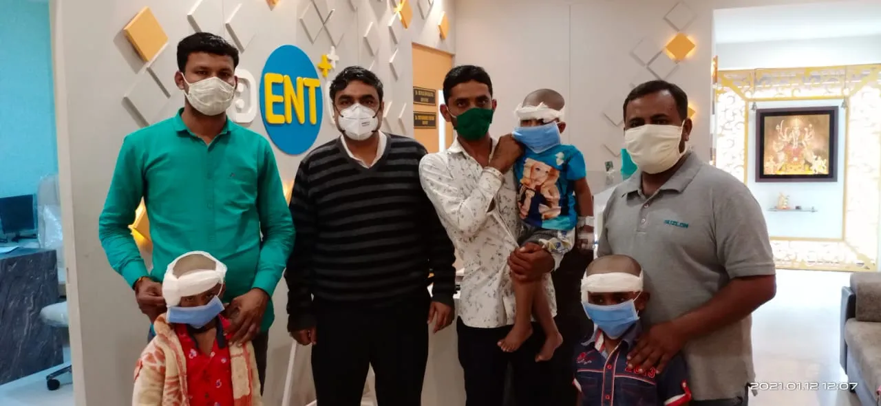 Cochlear implant surgery performed at four children in Singhania Hospital in Vadodara with strict Covid measures